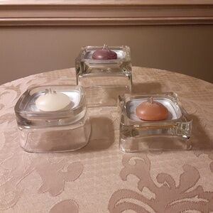 Glade Oil Scented Candles & Trio Glass Holder Set
